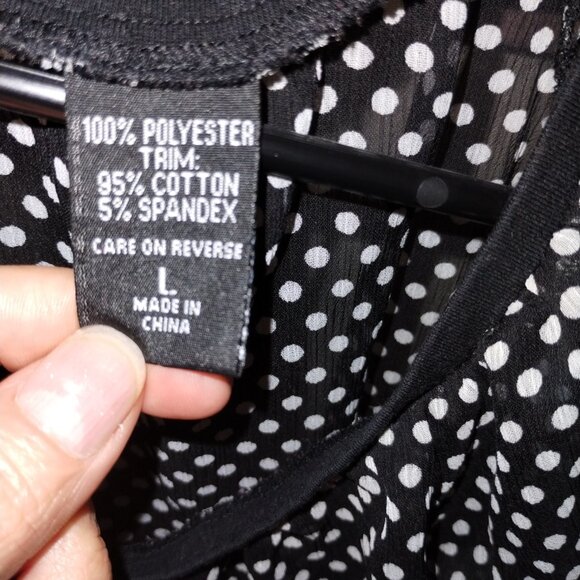 New York & Company Sheer Polka Dot Top Size Large - Picture 3 of 4